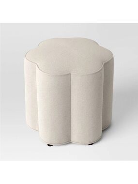 Scallop Upholstered Ottoman Cream - Room Essentials Target Threshold Scalloped